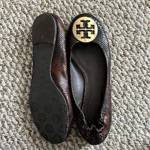 Tory Burch brown snakeskin ballet flat
